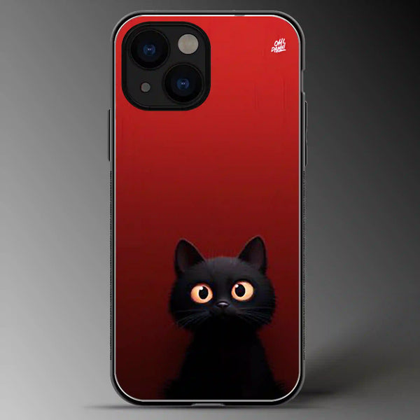 Cute Black Cat | Pets | Colored | Glass Phone Cover | Mobile Cover (Case) | Back Cover