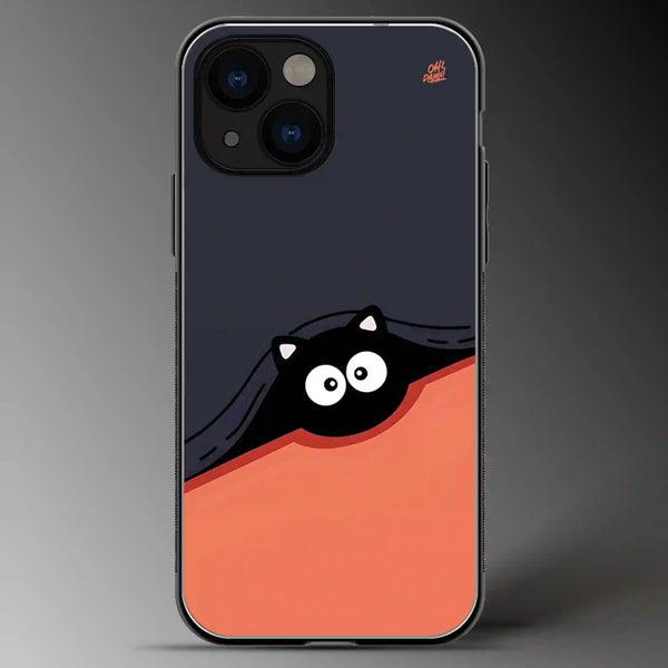 Peeping Black Cat| Pets | Colored | Glass Phone Cover | Mobile Cover (Case) | Back Cover