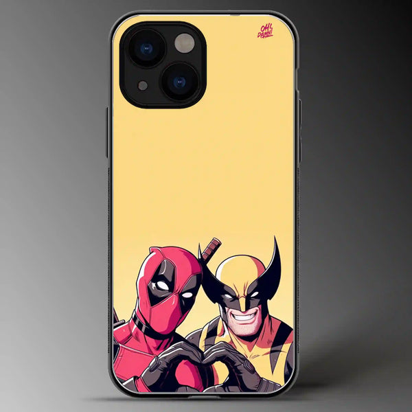 Deadpool & Wolverine (Heart) | Marvel | Superhero | Colored | Glass Phone Cover | Mobile Cover (Case) | Back Cover