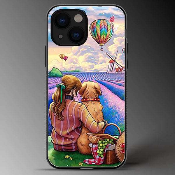 Watching Hot Balloon (Dog) | Pets | Colored | Glass Phone Cover | Mobile Cover (Case) | Back Cover