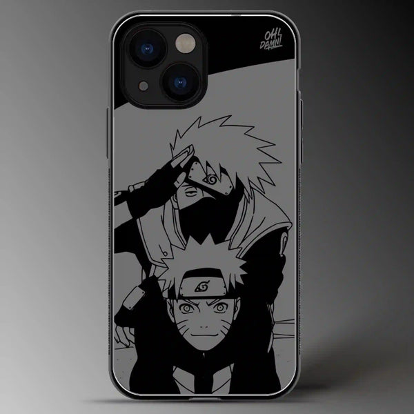 Naruto and Kakashi | Anime | Grey Scale | Glass Phone Cover | Mobile Cover (Case) | Back Cover