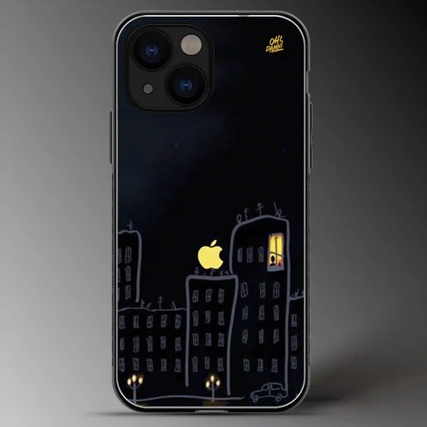 Night City Apple Logo | Brand | Colored | Glass Phone Cover | Mobile Cover (Case) | Back Cover