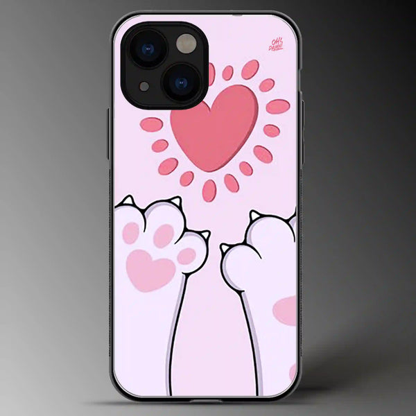 Paws and Hearts (Cat) | Pets | Colored | Glass Phone Cover | Mobile Cover (Case) | Back Cover