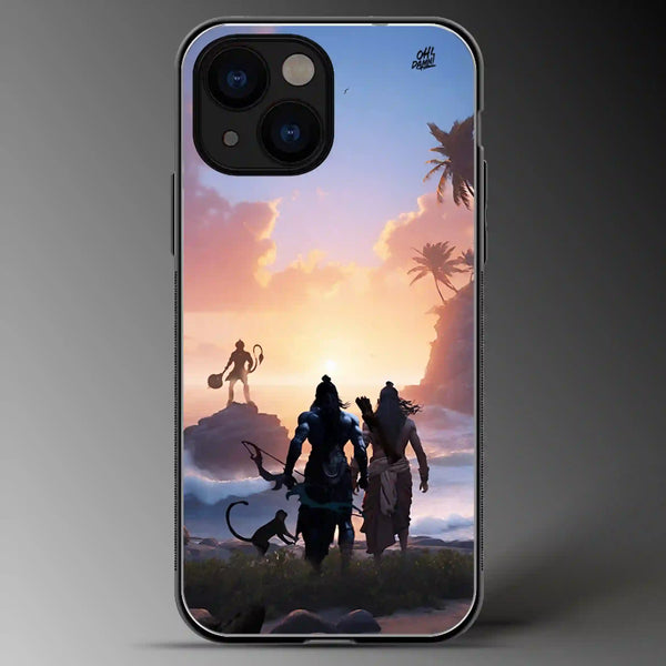 Lord Ram with Hanuman and Lakshman | Gods | Colored | Glass Phone Cover | Mobile Cover (Case) | Back Cover