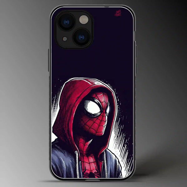 Spiderman in Hoodie (Miles Morales) | Marvel | Superhero | Colored | Glass Phone Cover | Mobile Cover (Case) | Back Cover