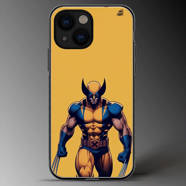 Wolverine (Yellow Background) | Marvel | Superhero | Colored | Glass Phone Cover | Mobile Cover (Case) | Back Cover