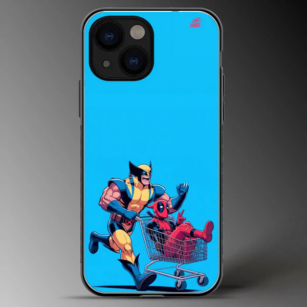 Deadpool & Wolverine having Fun | Marvel | Superhero | Colored | Glass Phone Cover | Mobile Cover (Case) | Back Cover