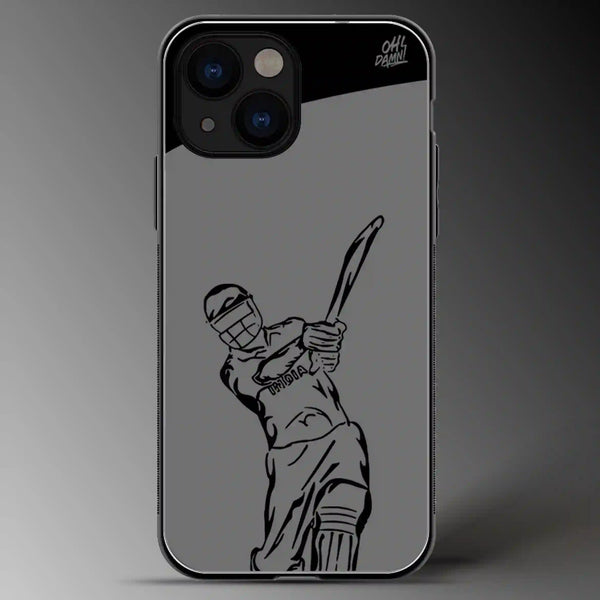 Dhoni | Cricket | Sports | Grey Scale | Glass Phone Cover | Mobile Cover (Case) | Back Cover