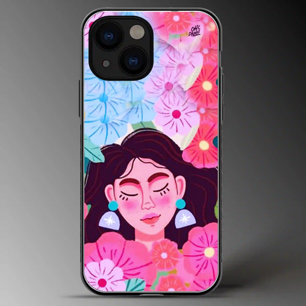 Girl in Flowerland | Abstract | Colored | Glass Phone Cover | Mobile Cover (Case) | Back Cover