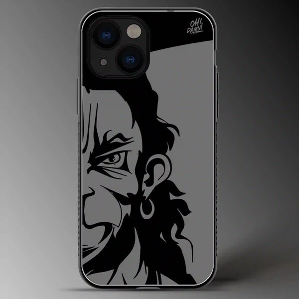 Hanuman with Half Face | Gods | Grey Scale | Glass Phone Cover | Mobile Cover (Case) | Back Cover