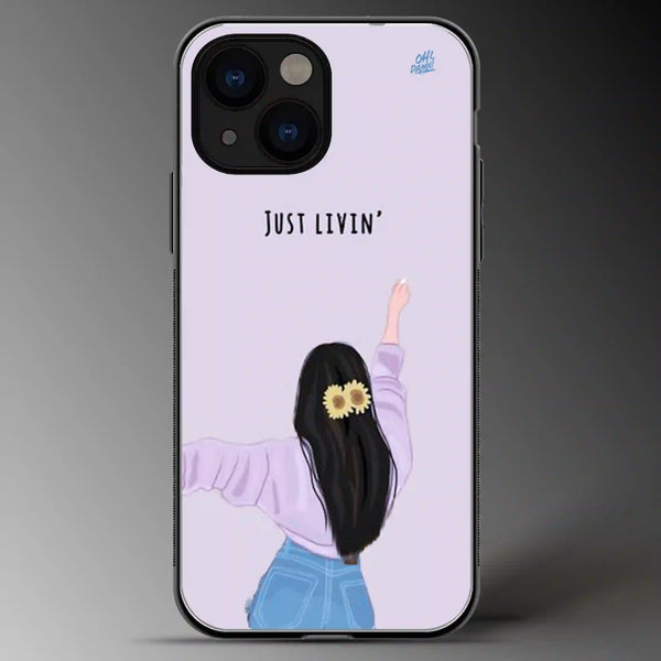 Just Living | Quotes | Colored | Glass Phone Cover | Mobile Cover (Case) | Back Cover