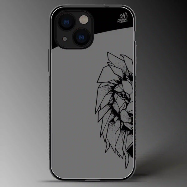 Lion | Line Art | Abstract | Grey Scale | Glass Phone Cover | Mobile Cover (Case) | Back Cover