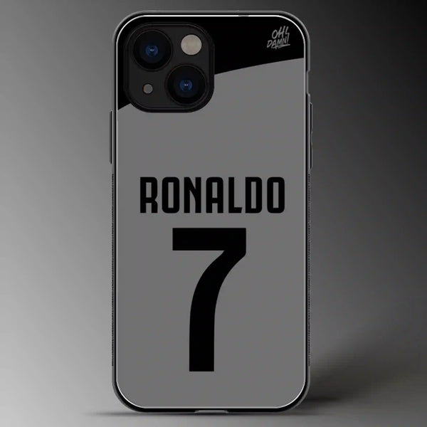 Ronaldo 7 | Football | Sports | Grey Scale | Glass Phone Cover | Mobile Cover (Case) | Back Cover